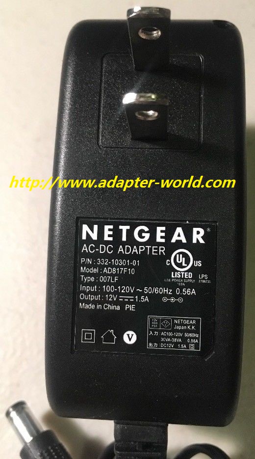 *100% Brand NEW* NetGear 12V 1.5A AD817F10 P/N 332-10301-01 AC-DC Adapter ITE Power Supply Free shipping!